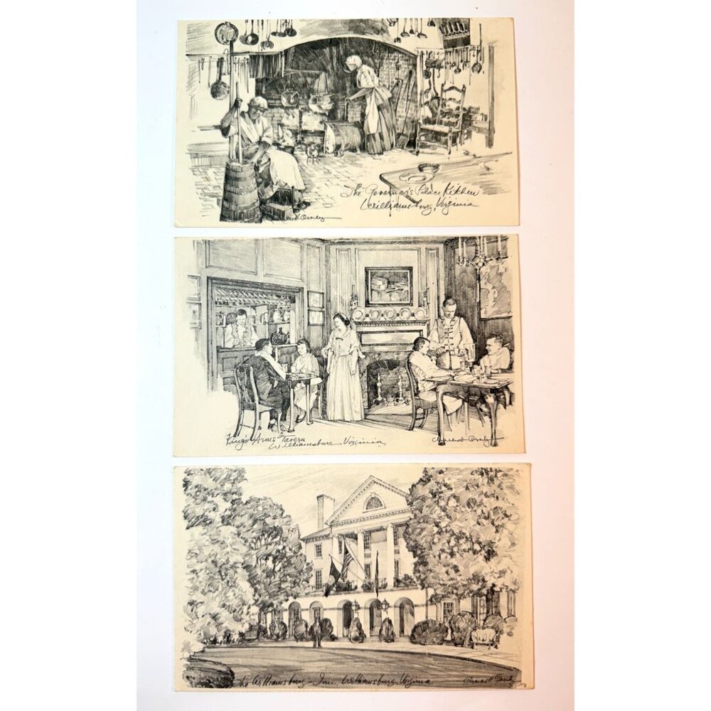 Vintage Charles Overly Williamsburg Restoration Colonial Virginia Postcards Ephe